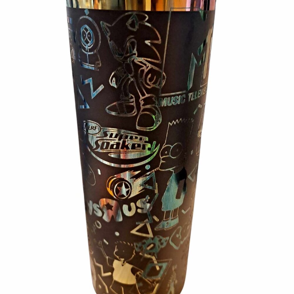 Laser Engraved Black Rainbow Plated Love the 90s Themed 20oz Tumbler NEW